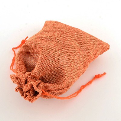 Polyester Imitation Burlap Packing Pouches Drawstring Bags ABAG-R004-14x10cm-02-1