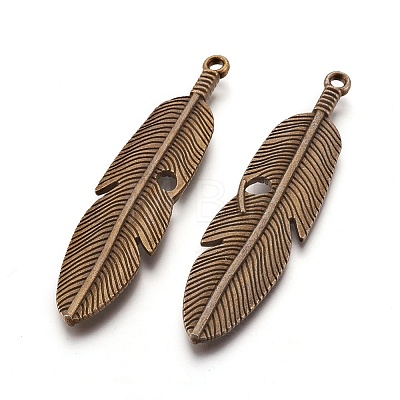 Tibetan Style Alloy Feather Big Pendants LS-TIBEP-A12720-AB-NR-1