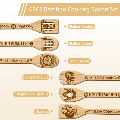 6Pcs Bamboo Spoons & Knifes & Forks AJEW-WH0411-020-1