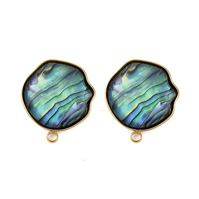 304 Stainless Steel Pave Natural Paua Shell Stud Earring Findings X-STAS-Z125-03G-1