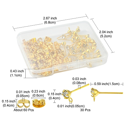 30Pcs Brass Stud Earring Findings KK-FS0001-13-1