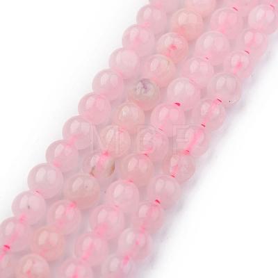 Natural Rose Quartz Round Bead Strands G-P072-05-4mm-1