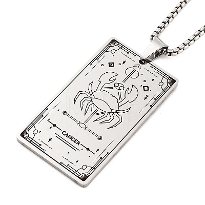 Non-Tarnish 201 Stainless Steel Rectangle with Constellation Pendant Necklaces NJEW-M223-02C-1