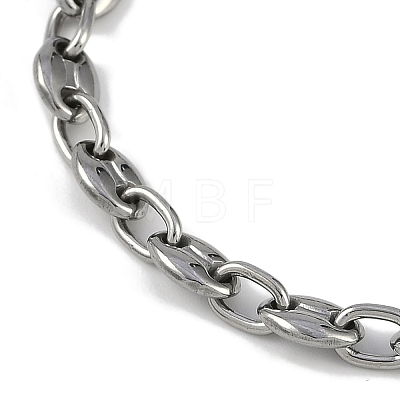 304 Stainless Steel Oval Link Bracelets for Men Women BJEW-G725-06P-1