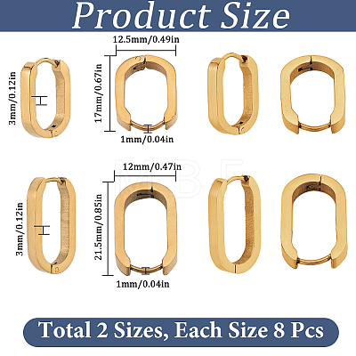 8 Pairs 2 Colors 304 Stainless Steel Huggie Hoop Earrings STAS-SC0021-28G-1