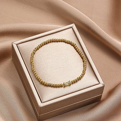 Birthstone 304 Stainless Steel Pave Cubic Zirconia Link Bracelets FS-WG4804B-01-1