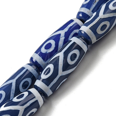 Blue Tibetan Style dZi Beads Strands TDZI-NH0001-B10-01-1