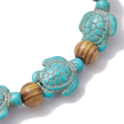 Beach Turtle Dye Synthetic Turquoise Beaded Stretch Barcelets BJEW-JB10291-01-1