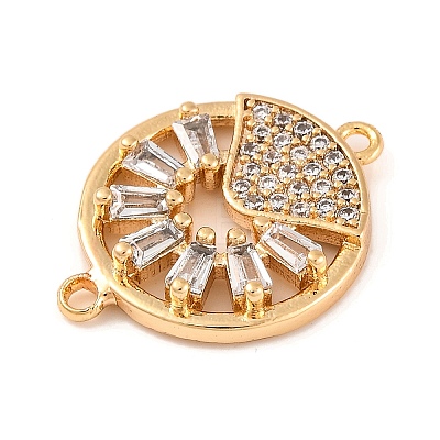 Brass Pave Clear Cubic Zirconia Connector Charms KK-S389-37G-1