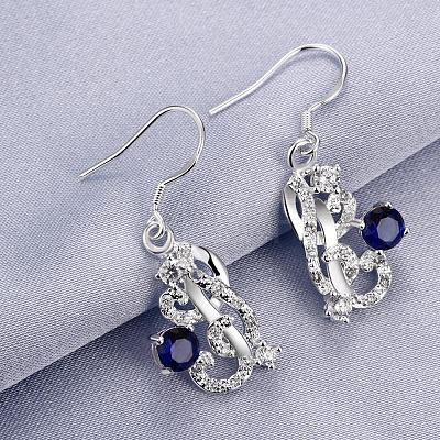 Unique Design Heart with Vine Brass Cubic Zirconia Dangle Earrings EJEW-BB03614-01A-1