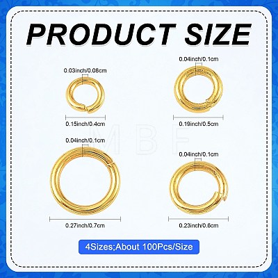 400Pcs 4 Styles Open Jump Rings Brass Jump Rings KK-FS0002-08G-1