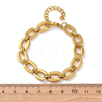 304 Stainless Steel Rectangle Link Chain Bracelets for Women BJEW-F536-18G-1
