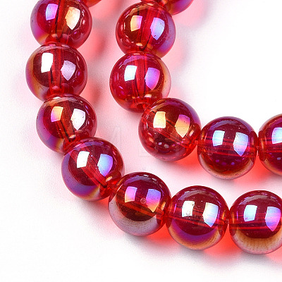 Electroplate Transparent Glass Beads Strands X-GLAA-T032-T8mm-AB09-1