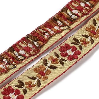 Ethnic Style Flower Embroidery Polyester Ribbon OCOR-WH0047-81-1