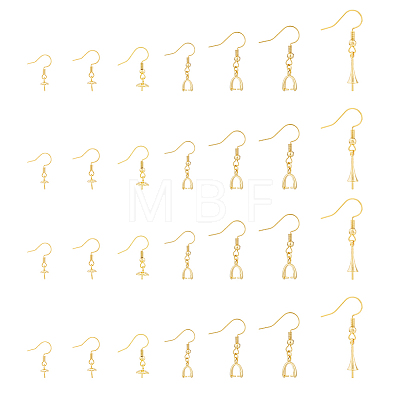 28Pcs 7 Style Rack Plating Brass Earring Hooks KK-FH0005-79-1