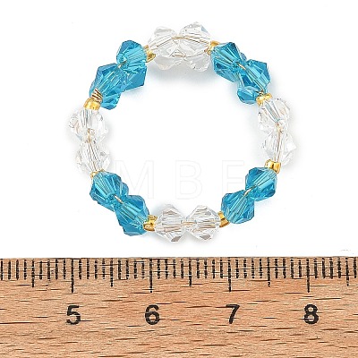 6Pcs 6 Colors Glass Bead Finger Rings RJEW-MZ00036-1