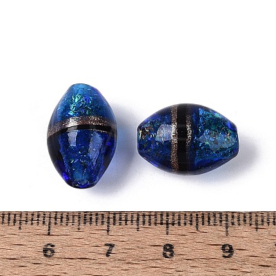 Two Tone Color Handmade Foil Glass Beads FOIL-Q001-01A-1