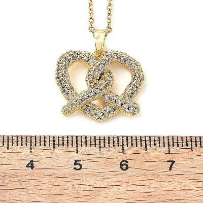 Heart 304 Stainless Steel Micro Pave Clear Cubic Zirconia Pendant Necklaces for Women NJEW-D288-03G-1