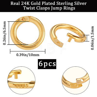 6Pcs 925 Sterling Silver Locking Jump Ring STER-BBC0008-69C-G-1