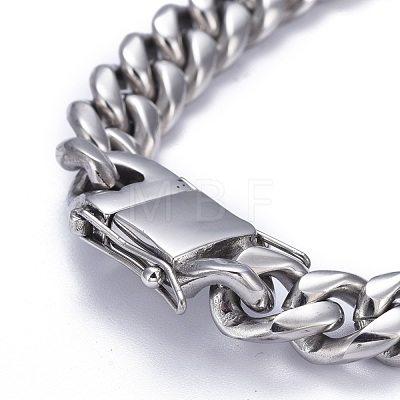 Men's 304 Stainless Steel Cuban Link Chain Bracelets BJEW-P263-B02-P-1