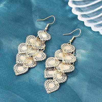 Brass Dangle Earrings EJEW-B157-02A-G-1
