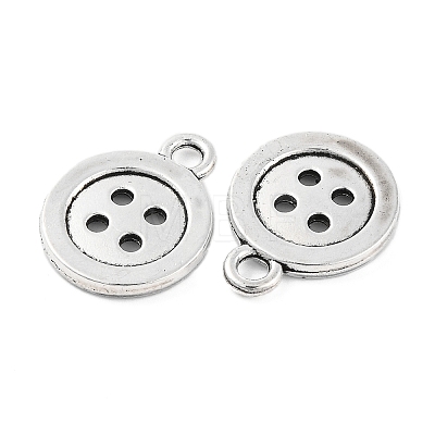 4-Hole Button Tibetan Style Zinc Alloy Charms X-TIBEP-R334-167AS-RS-1