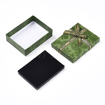 Flower Printed Cardboard Jewelry Boxes X-CBOX-T006-05C-1