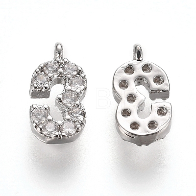 Brass Micro Pave Clear Cubic Zirconia Charms ZIRC-L075-60A-03P-1