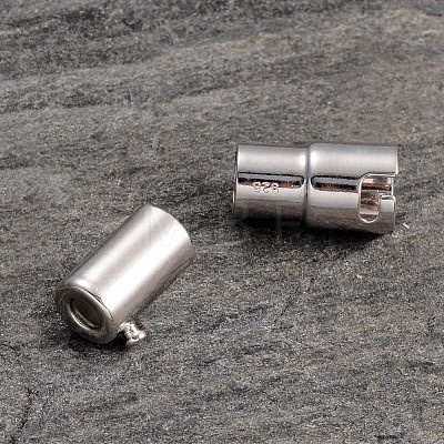 Platinum Plated Rhodium Plated Sterling Silver Column Magnetic Clasps X-H990-5mm-P-1