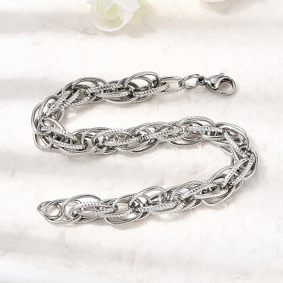 201 Stainless Steel Rope Chain Bracelets for Men STAS-T077-10P-1