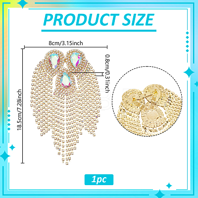 Iron with Rhinestone Tassel Rivet Epaulettes AJEW-WH0481-527B-1