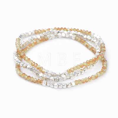 Electroplate Glass Beads  Stretch Bracelet Sets BJEW-JB04405-1