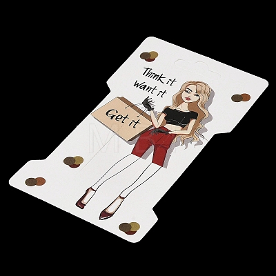 Rectangle Girl Print Paper Hair Clip Display Cards CDIS-M007-03E-1