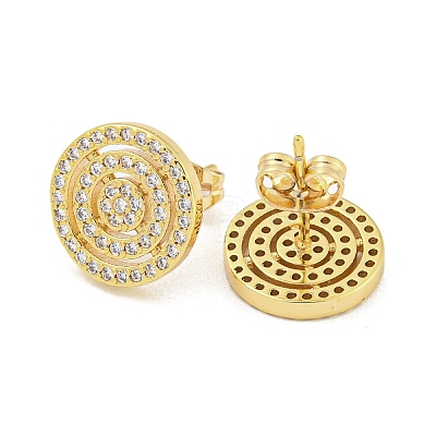 Brass Micro Pave Cubic Zirconia Ear Studs EJEW-P261-35G-1