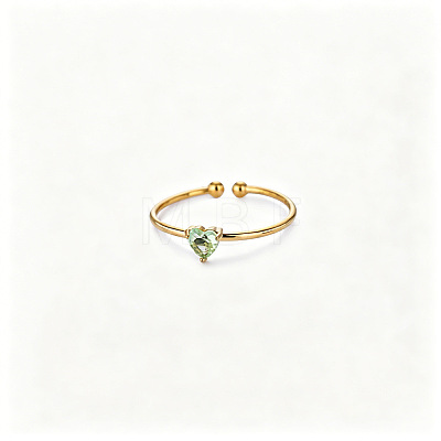 Adjustable Birthstone 304 Stainless Steel Micro Pave Cubic Zirconia Cuff Open Rings WGB2F1D-08-1