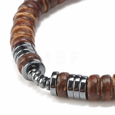 2Pcs 2 Style Natural Coconut & Gemstone Stretch Bracelets Set BJEW-JB07938-1