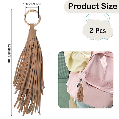 2Pcs PU Leather Tassel Pendant Keychains FIND-CL0002-41A-1