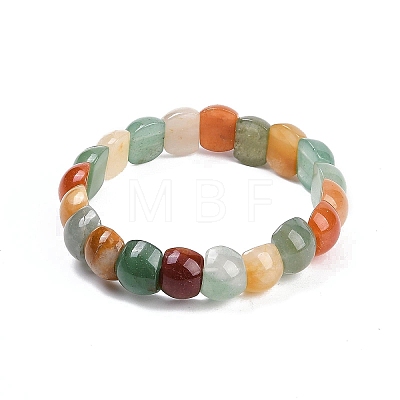 Natural Multi-Color Agate Beaded Stretch Bracelets for Women Men BJEW-M049-10B-1