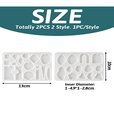 2Pcs 2 Style DIY Geometrical/Irregular Shape Pendants Silicone Molds DIY-TA0004-58-1