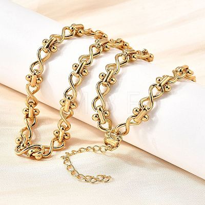304 Stainless Steel Oval Infinity Link Chain Necklaces for Women Men NJEW-K249-20B-G-1