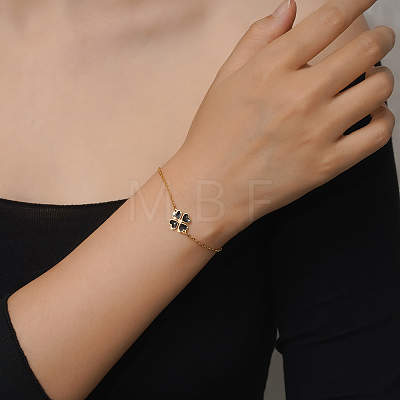 Stainless Steel Heart-shape Clover Link Bracelets OH1703-2-1
