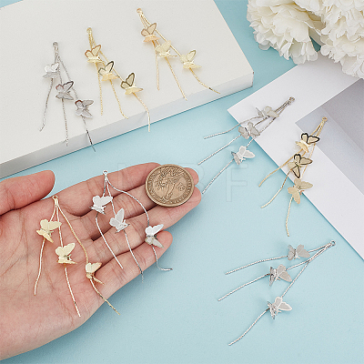 8Pcs 2 Colors Brass Chain Tassel Big Pendants KK-ME0003-55-1