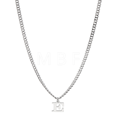 1Pc 304 Stainless Steel Letter Pendant Necklaces NJEW-LP0001-33E-P-1