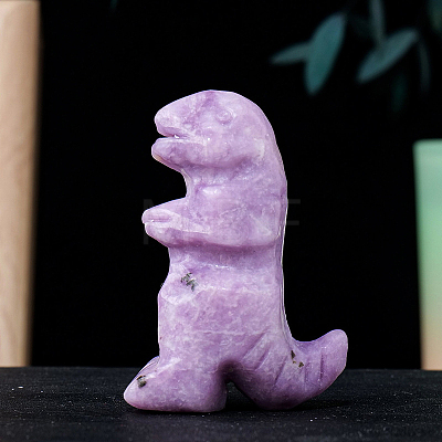 Natural Lepidolite Gemstone Carved Healing Dinosaur Figurines WG74643-11-1