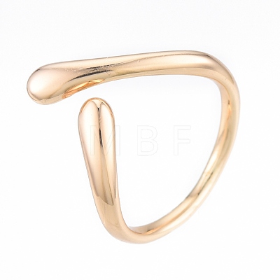 Brass Teardrop Open Cuff Ring for Women RJEW-T001-90G-1