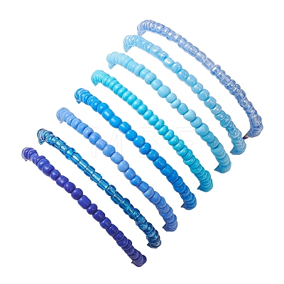 8Pcs Glass Seed Beads & Lampwork Beaded Stretch Bracelets for Women BJEW-MZ00263-1