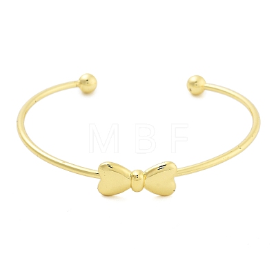 Brass Bowknot Cuff Bangles for Women BJEW-Z072-03G-04-1