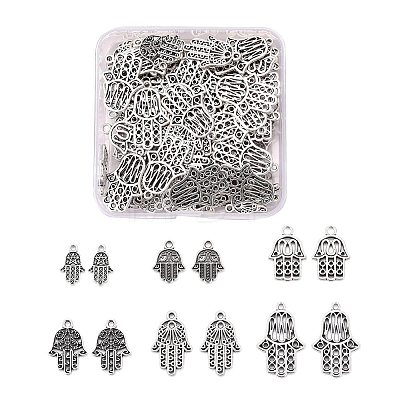 120Pcs 6 Style Tibetan Style Alloy Pendants TIBE-LS0001-01AS-1