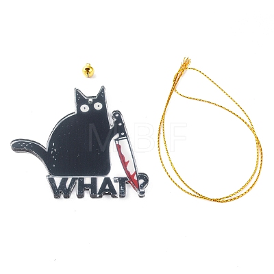 Christmas Cat Shape Acrylic Pendant Decoration HJEW-E007-01G-04-1