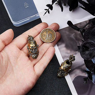 2Pcs Outdoor EDC Tool Brass Parachute Rope European Beads KK-DC0004-81AG-1
